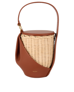 YKE Bucket Bag, Wicker/Leather, Cream/Tan, B/DB, 3*